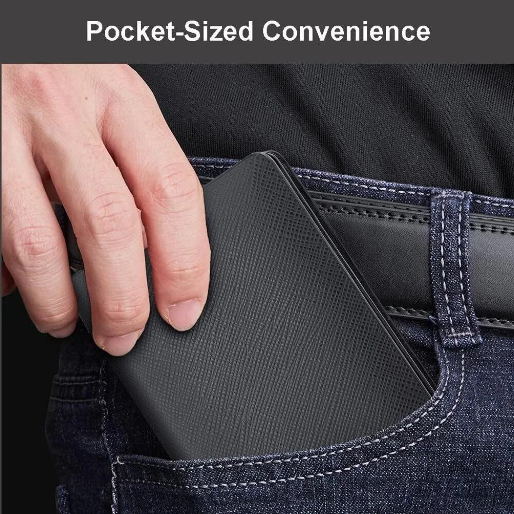 Men's Black Genuine Leather Credit Holder Pocket Bifold Wallets Card Design